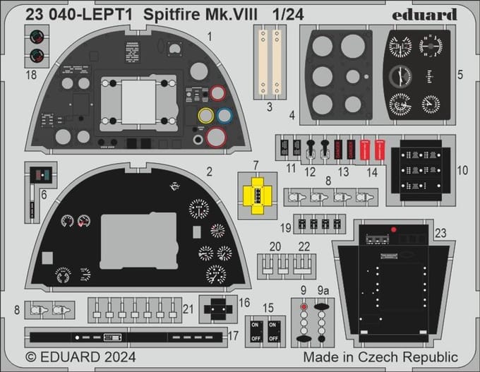 Eduard Modelbouwdecoratie - 23040 Accessoires voor Spitfire Mk.VIII - Photo-etch