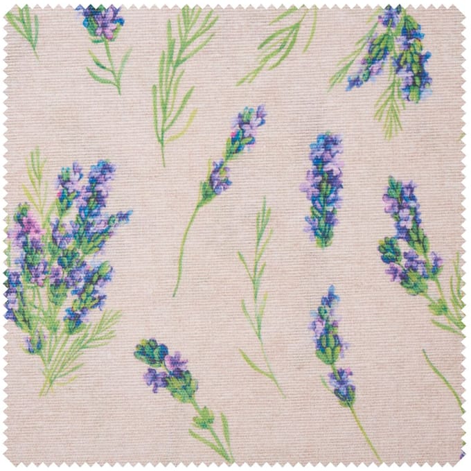 Motiefstof in linnenlook "Lavendel"