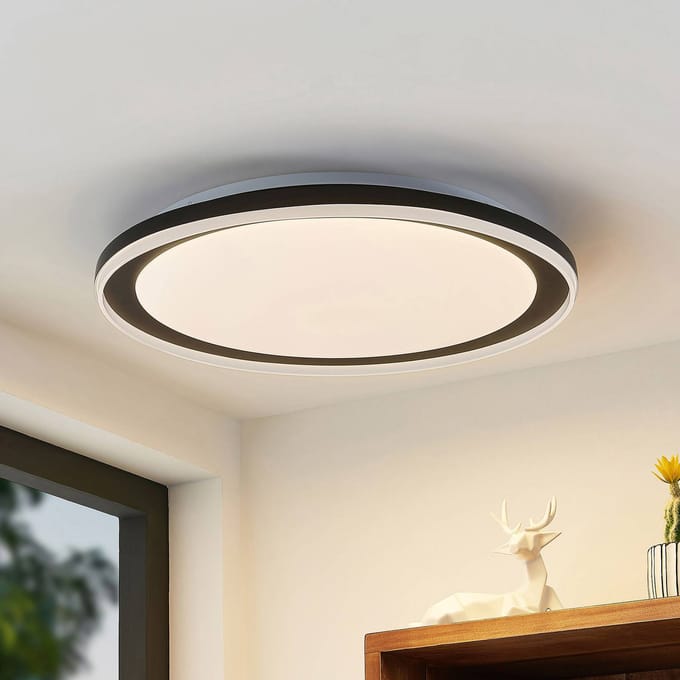 Lindby LED plafondlamp Verdan, zwart, metaal, dimbaar, CCT