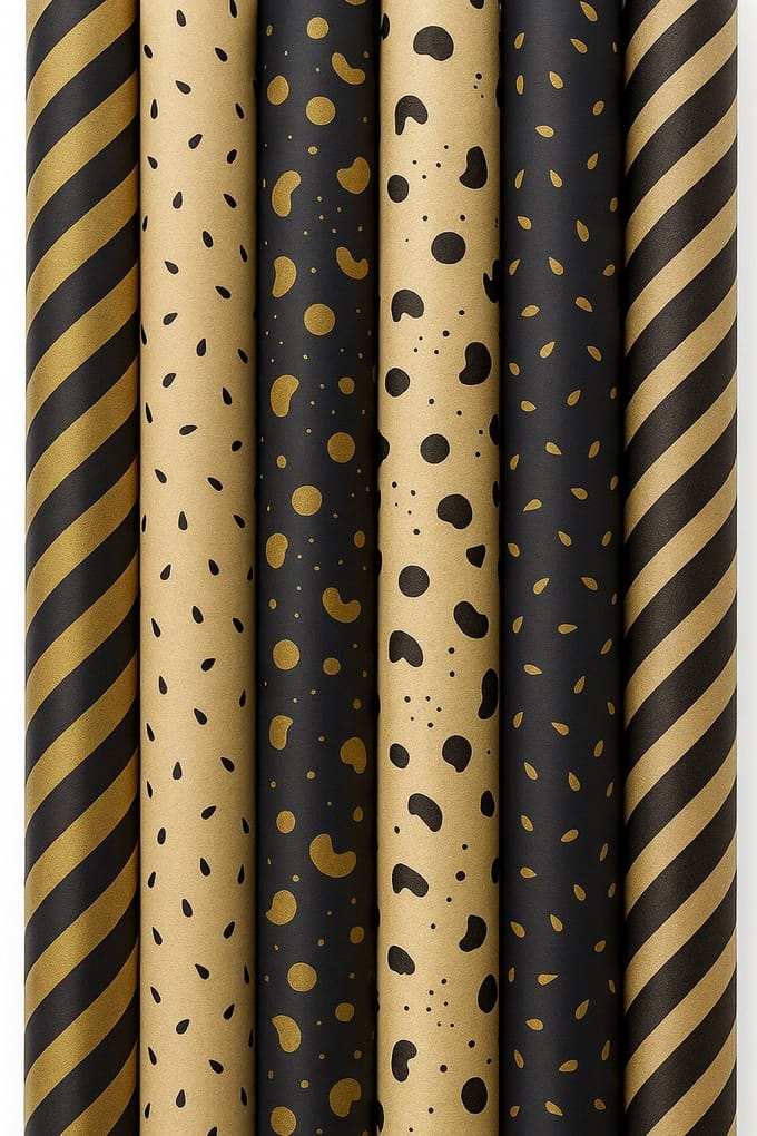 Gouden Kraft Elegance – Cadeaupapier Set - 6 rollen à 70 × 200 cm