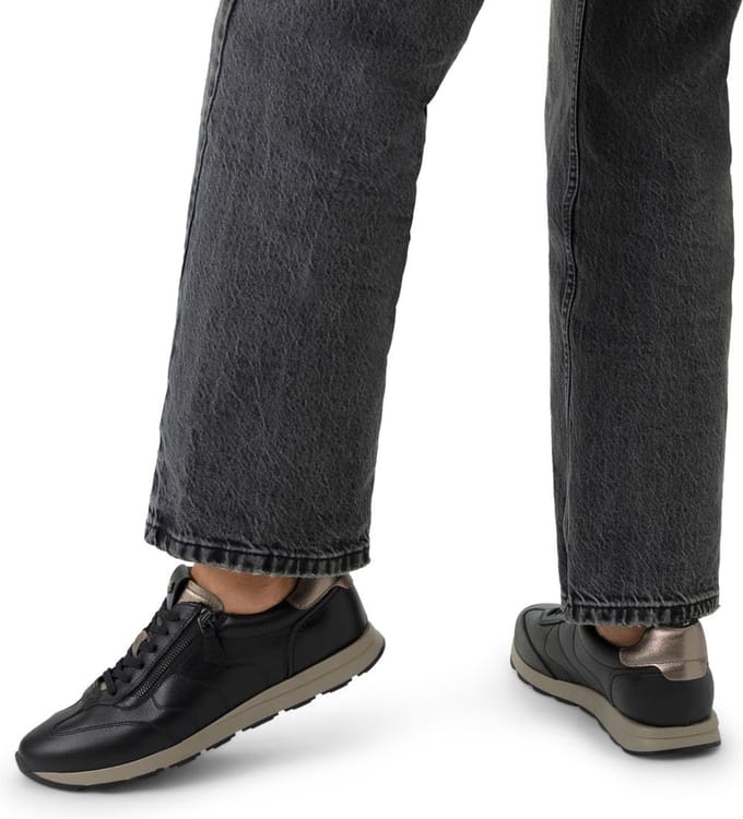 No Stress - Dames - Zwarte leren sneakers met rits - Maat 36