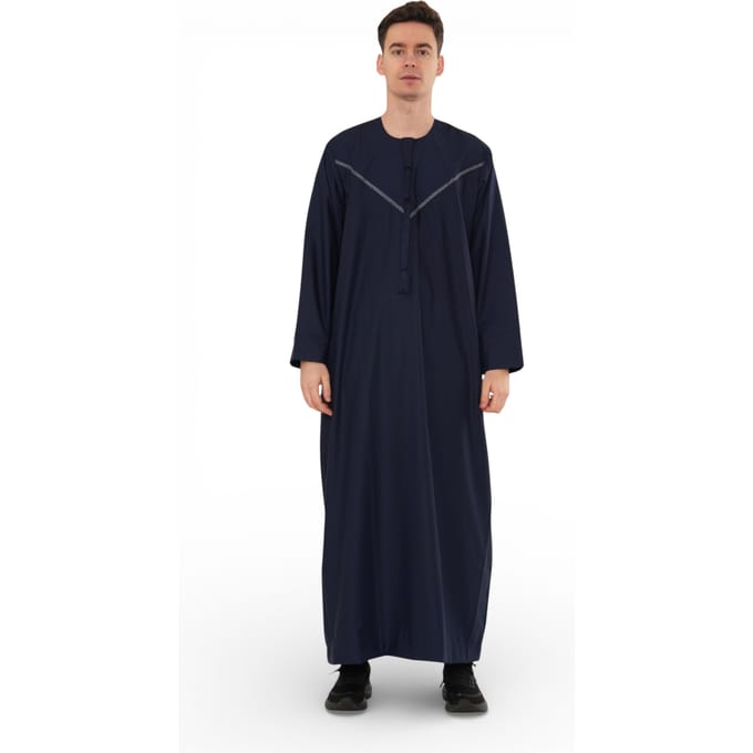 Heren Eid marineblauw Marokkaanse Thobe Robe Djellaba Ramadan Eid Jubba-HM10