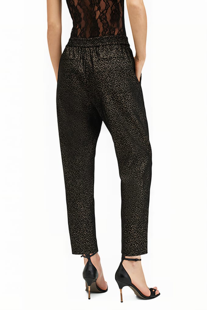 AllSaints Aleida Lux Trouser Black/gold Größe: 8 | Straight Jeans Outlet | Damen | Schwarz