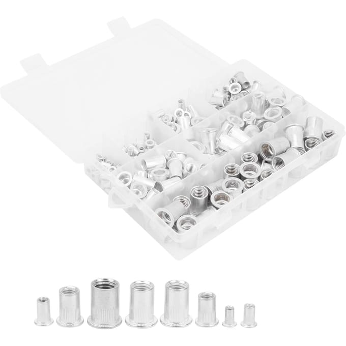 175 stuks Doos Aluminium Klinkmoer Inzetmoer Accessoireset M3 4 5 6 8 10 12
