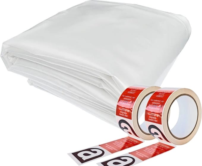 Asbestfolie - 6 x 5 m - 200 micron - met rol asbesttape