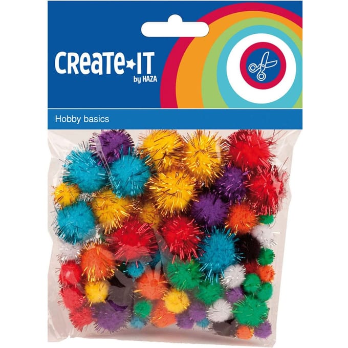 Haza Original Knutselset Create It - Pompoms Glitter 78 Stuks