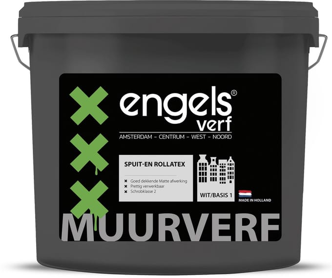 Engels Verf - Muurverf Latex Mat - Waterbasis - Dekkend Wit - Spuit en rollatex - 2,5L