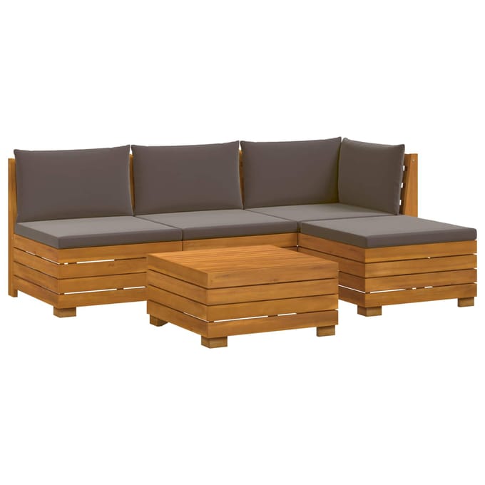 vidaXL - 5 - st - Buiten - bank - set - Massief - Acacia - Hout - Bruin