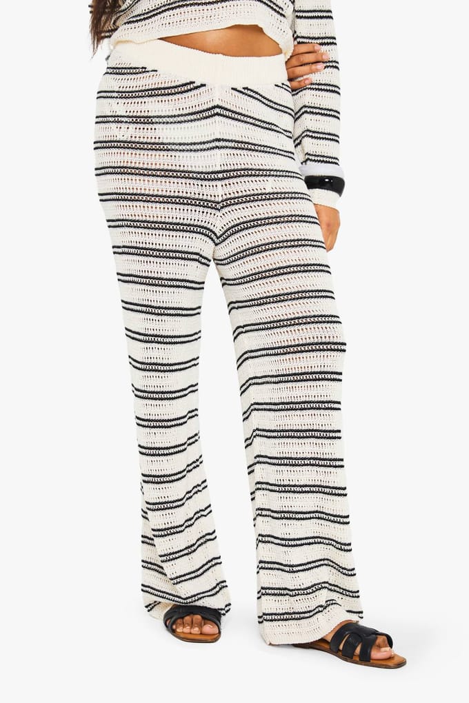 boohoo Dames PLUS BEACH BREIWN WijDE BROEK | Black | Maat: 24