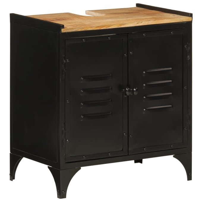vidaXL - Wastafelkast - 55x35x60 - cm - ijzer - en - massief - mangohout