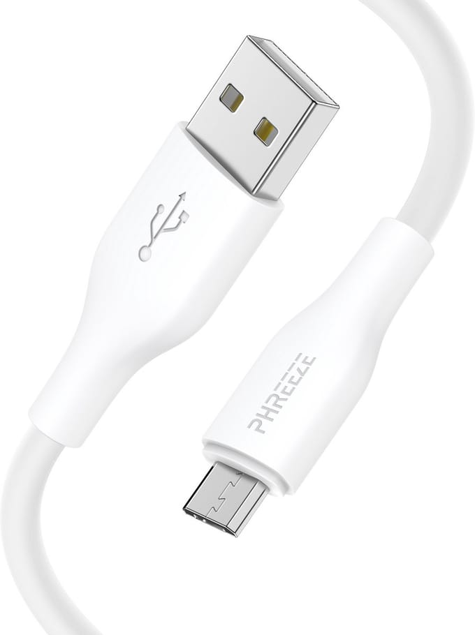 Oplaadkabel micro usb - Usb A naar micro usb kabel 1m - data & opladen - Wit - Phreeze