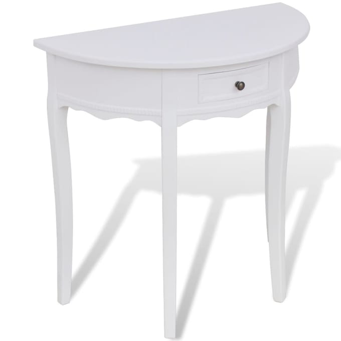 vidaXL - Wandtafel - met - lade - halfrond - wit