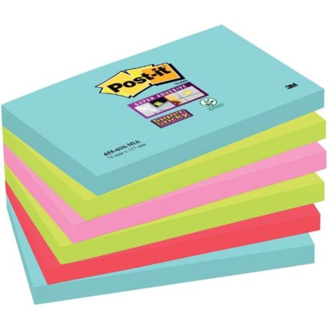 Memoblok post-it 655 super sticky 76x127mm cosmic 6 stuks
