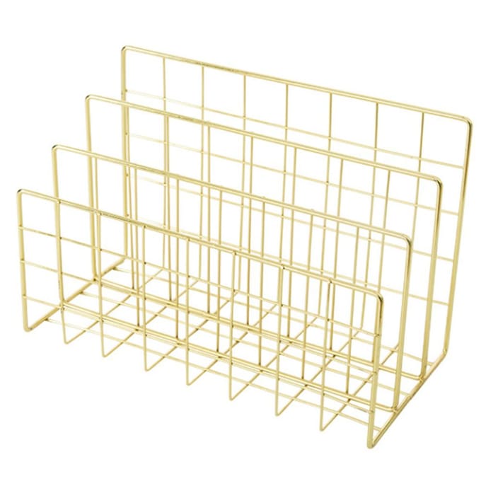 Briefhouder IJzer Metaal Drie Vakken Boekenplankhouder Multifunctionele Map Sorteer Organizer beige