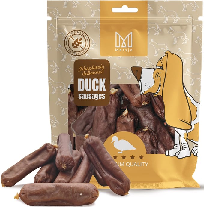 Mersjo - Kiełbaski van Eend - Natuurlijk Hondenvoer - 500g - Hoog Vleesgehalte