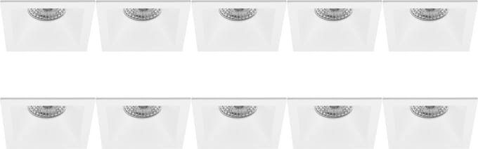 Spot Armatuur 10 Pack - Pragmi Pollon Pro - GU10 Inbouwspot - Vierkant - Wit - Aluminium - Verdiept - 82mm