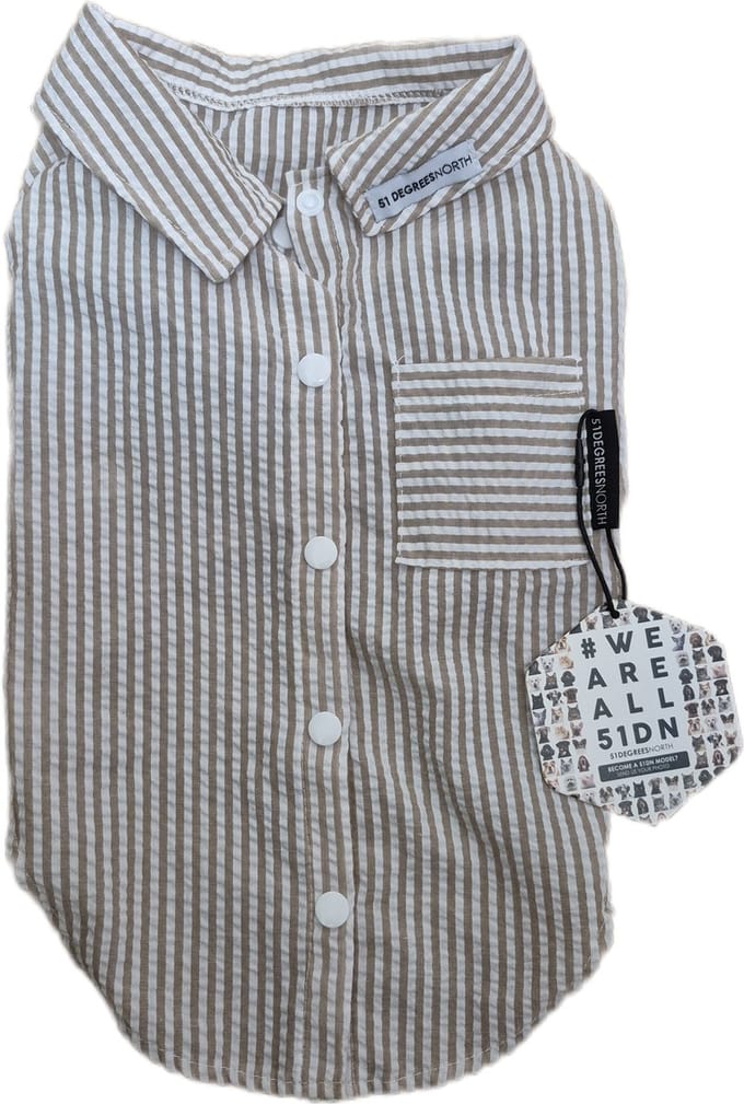51 Degrees North Seersucker Shirt Peach - Hondenkleding - 38 cm