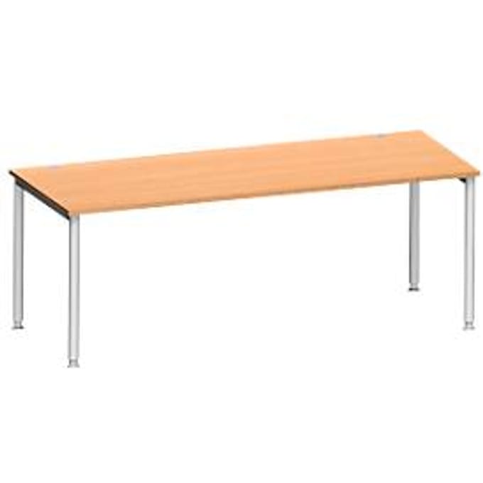Schäfer Shop Genius bureau MODENA FLEX, 4-poots ronde buis, B 2000 x D 1000 mm, beuken/blank aluminium