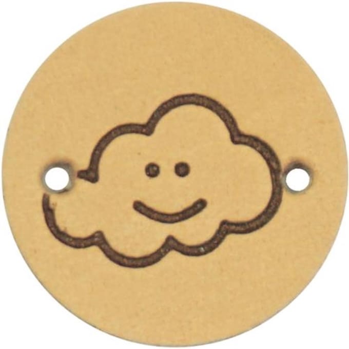 Durable Leren Label met Wolkopdruk – 2 cm – Set van 2 Stuks