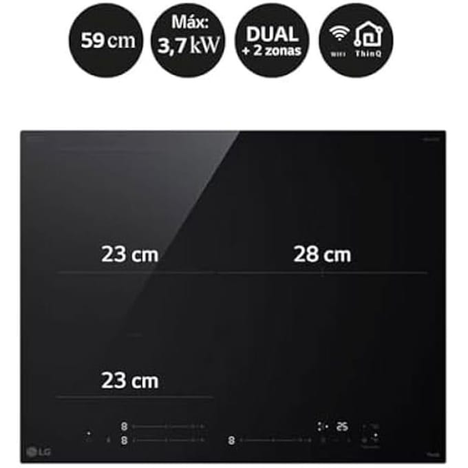 Inductiekookplaat - LG - CBIZ2432B - 59 cm - 4 kookzones - Flex-Zone