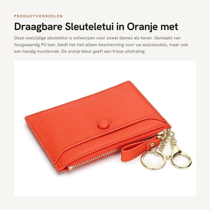 Dailygoods- Sleuteletui met rits - Sleuteltas - Sleutelmapje - Sleutel organizer - Munthouder - Hoogwaardig PU-leer