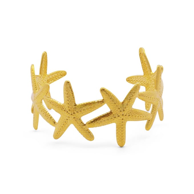 CO88 Collection Bangle Dames – 8CB-91445 - Goudkleurige Open Armband – Zeester Design – Statement Cuff