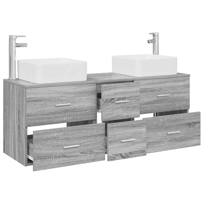 vidaXL - Badkamerkast - set - 3 - st - Grijs - Sonoma - 129 - x - 41 - x - 80 - cm