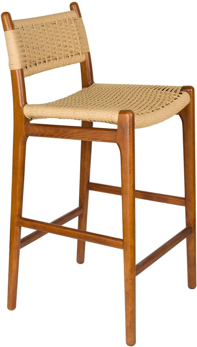 Dutchbone Cecile Barkruk rugleuning 67,5 cm Walnoot kleur - Bruin
