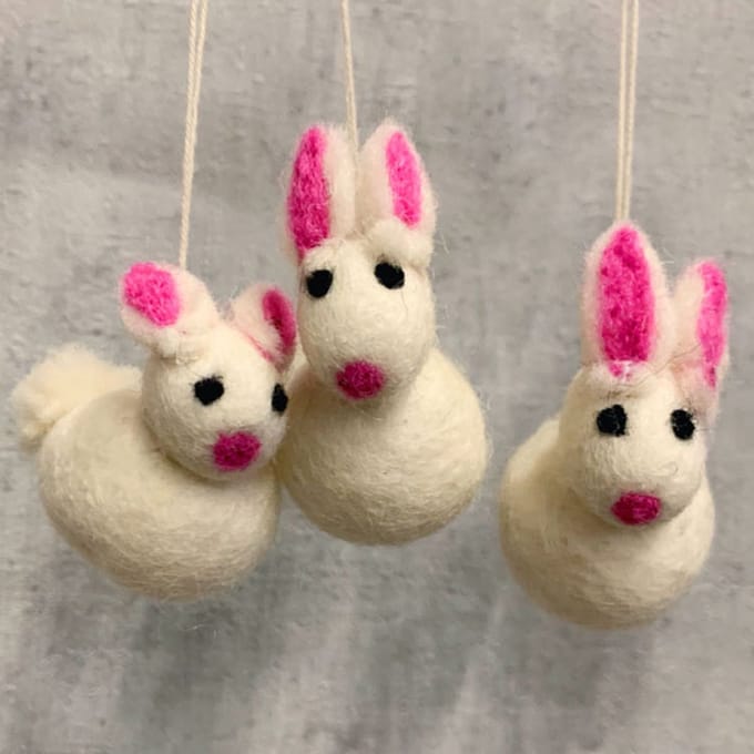 Set van 3 Vilten Konijntjes - 5x4cm