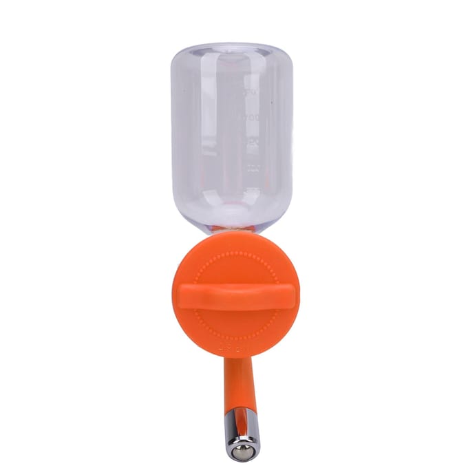 Bouteille Cage Chien Suspendue Roulement à Billes Acier Inoxydable Capacité 300ML Gain de Place Cage Longue Durée orange