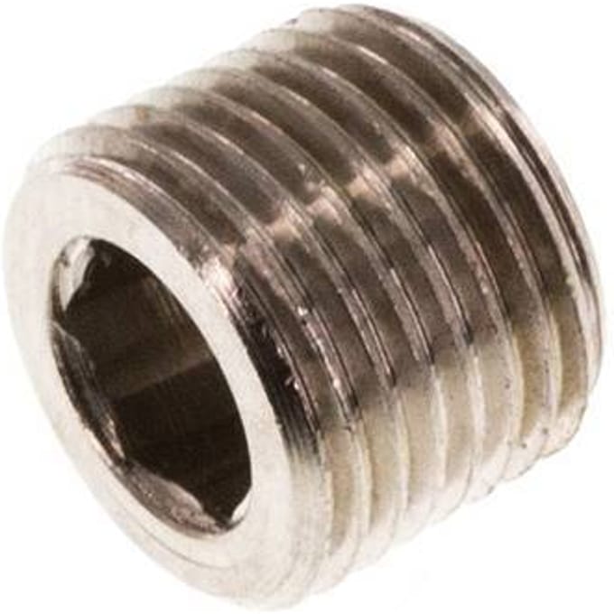 1/8'' Vernikkeld Messing Plug met Binnenzeskant zonder kraag 16 Bar [10 Stuks]