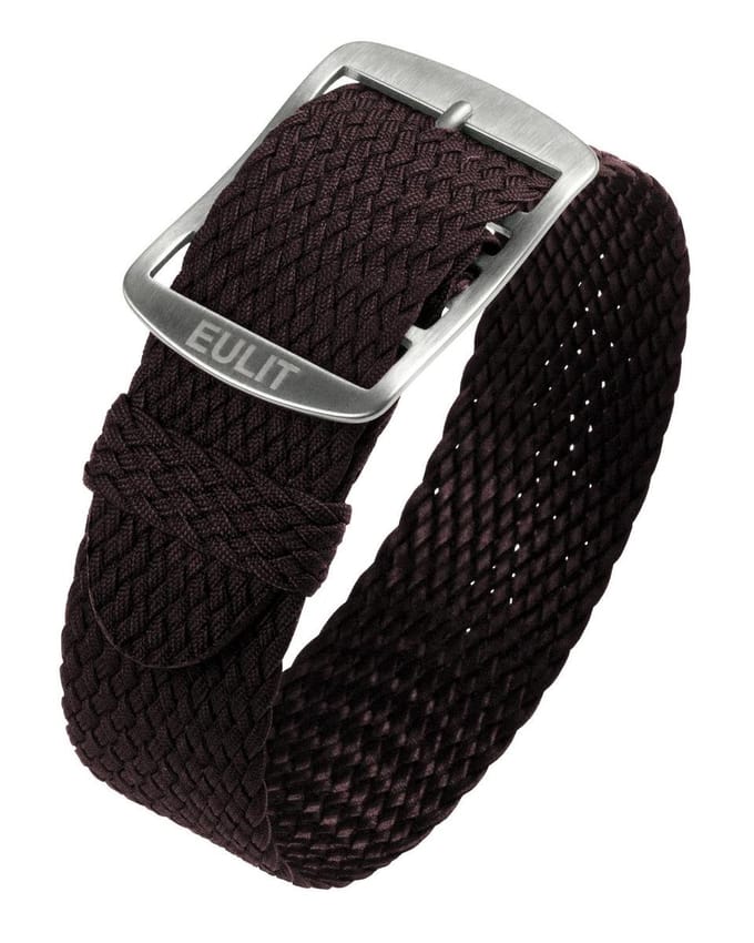 EULIT horlogeband - perlon - 20 mm - bruin - metalen gesp