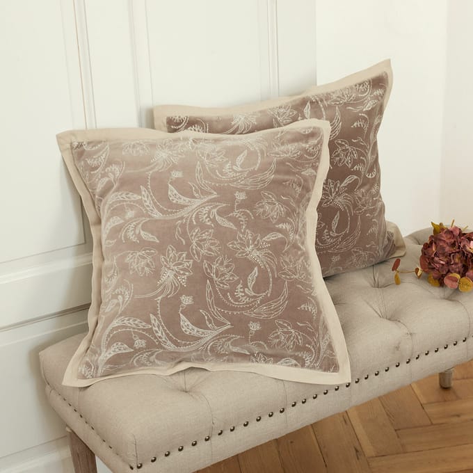 LOBERON Kussenhoes set van 2 Olicianne taupe