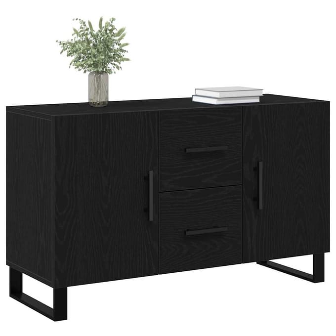 vidaXL - Dressoir - Zwart - Eiken - 100 - x - 36 - x - 60 - cm - Bewerkt - hout