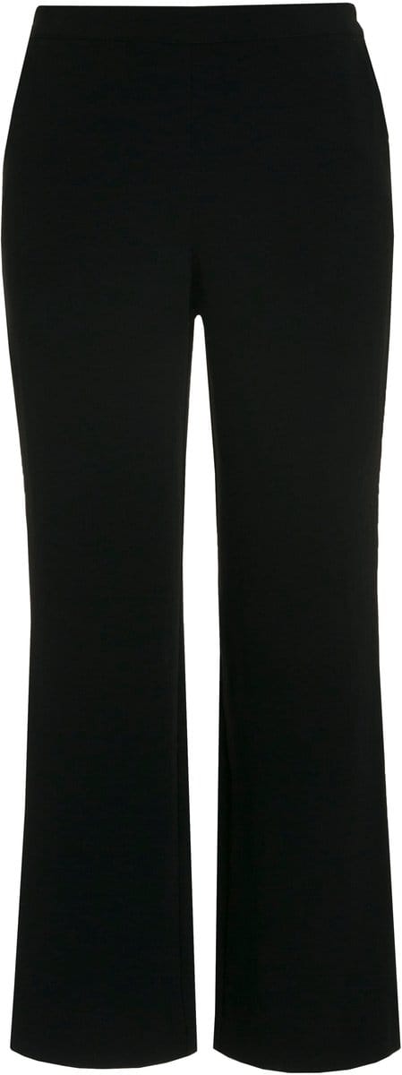 Ulla Popken - Dames - Pantalon wijde rechte pijp elastische tailleband - Zwart - Maat 52