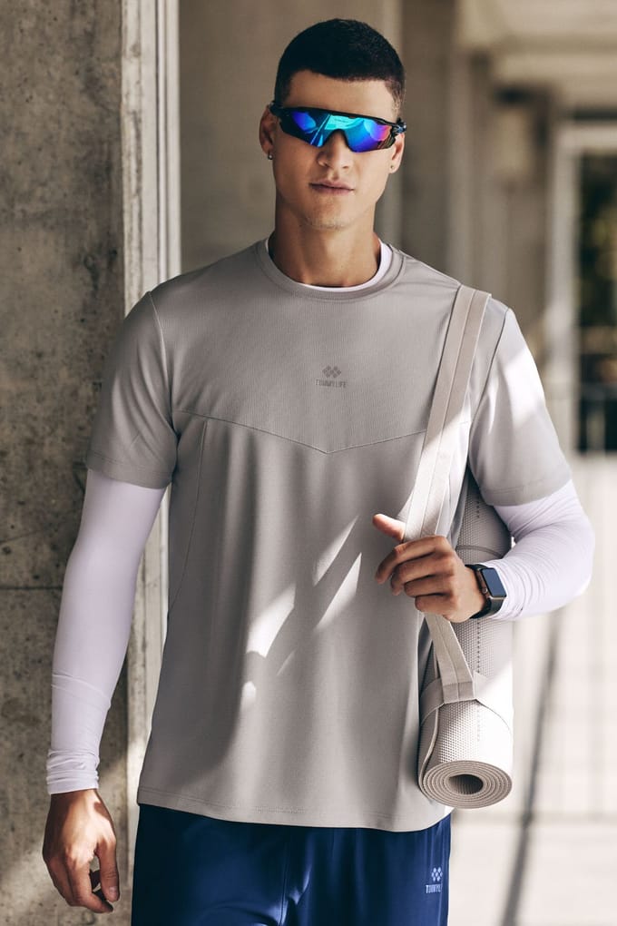 Heren Effen Polyester Ronde Hals T-shirt