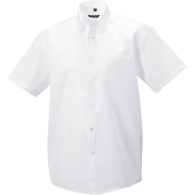 Russell Collection Heren Ultimate Non-Iron Shirt met Korte Mouwen (Wit)