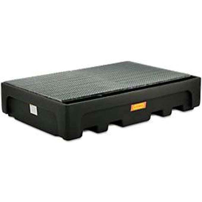 IBC-lekbak, polyetheen, 1100 l, 3000 kg, stalen rooster, inrijvakken