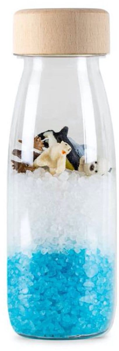 Petit Boum - Babyspeelgoed sensorische fles met geluid - Blauw