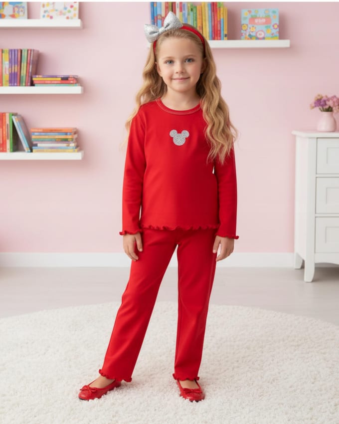 Dartomik - Meisjes Pyjama - Katoen - Rood - Maat 140