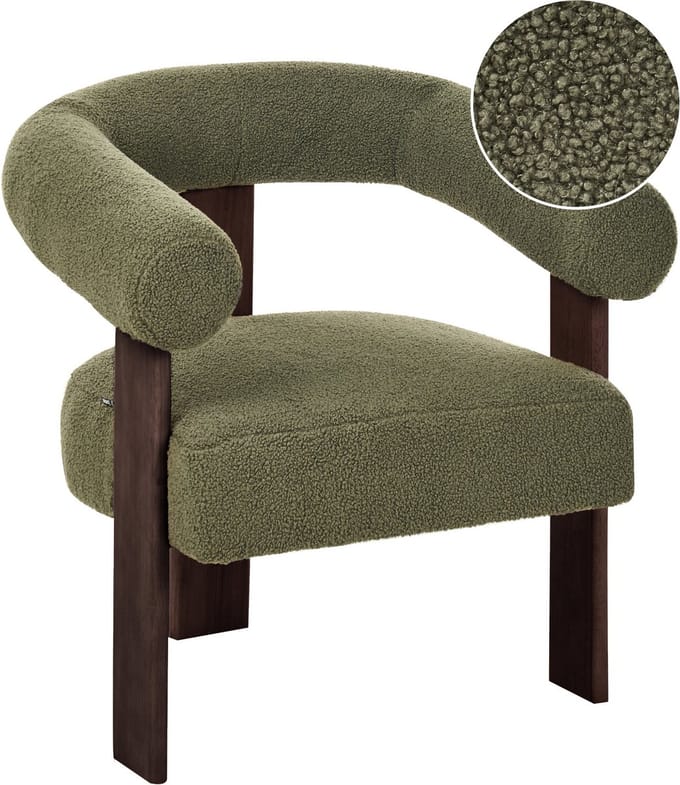 ILBRO - Fauteuil - Groen/Donkerbruin - Bouclé