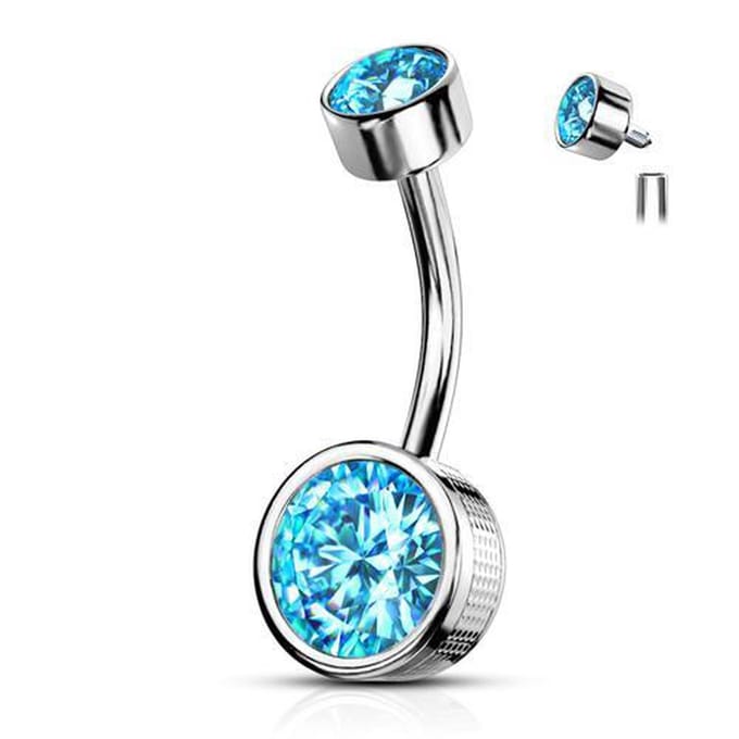 Piercing bezel - zilver aqua - LMPiercings