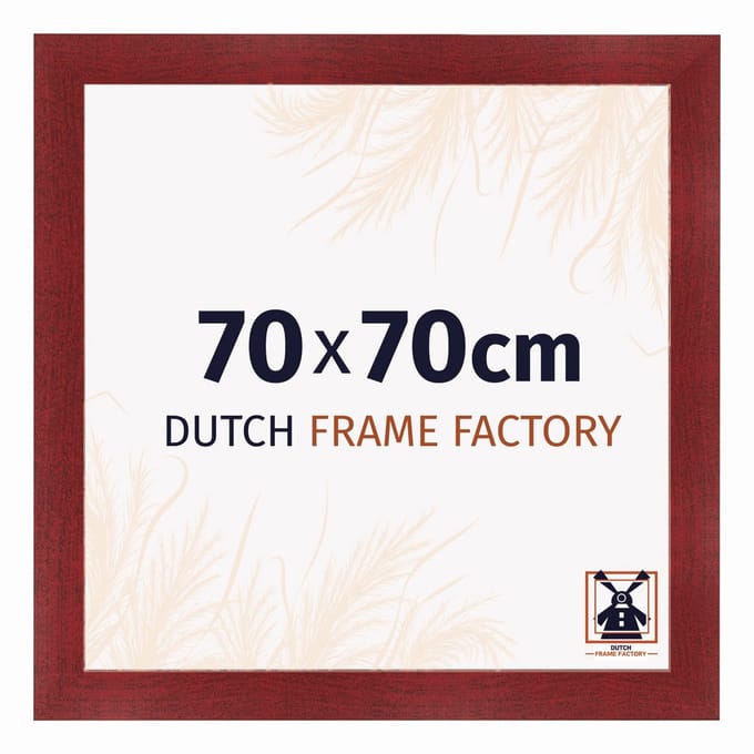Fotolijst 70x70 cm - MDF - Wijnrood Geveegd - Praag