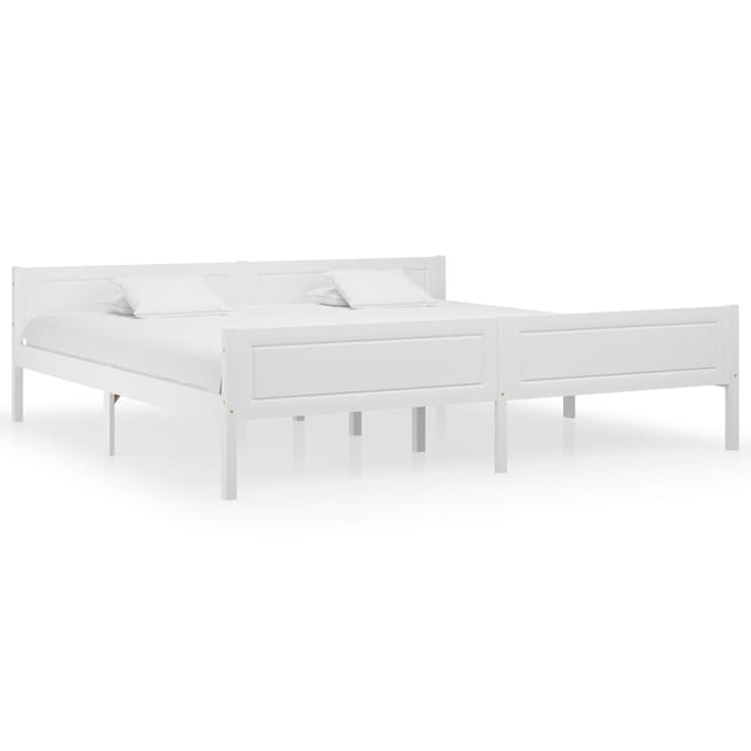 vidaXL - Bedframe - massief - grenenhout - wit - 200x200 - cm