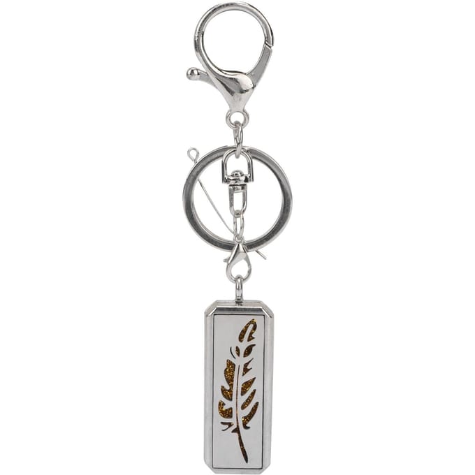 Aromatherapie Etherische Olie Diffuser Sleutelhanger Roestvrij Staal Rechthoekig Hol Bladpatroon gray