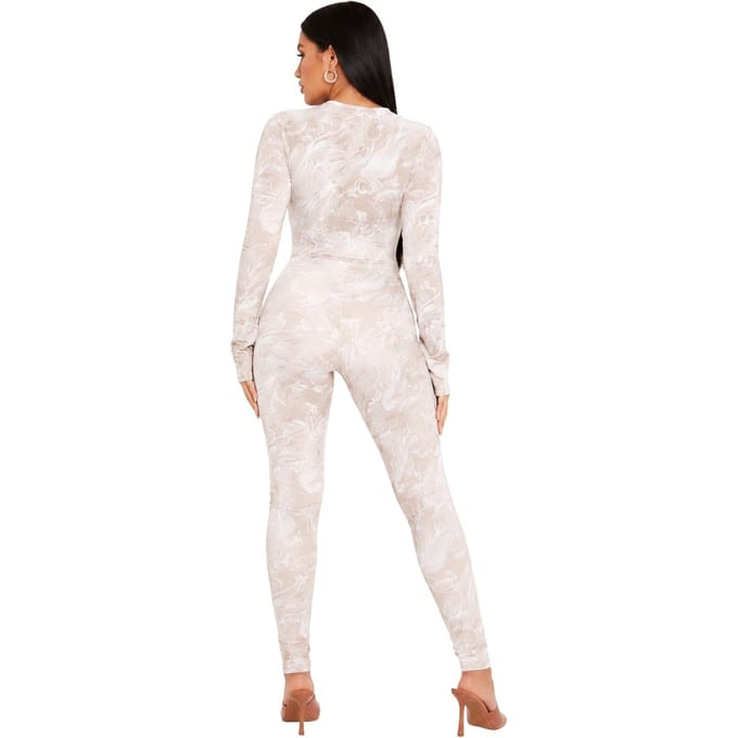 Missy Empire Dames/Dames Marble Keyhole Bodysuit (Steen)