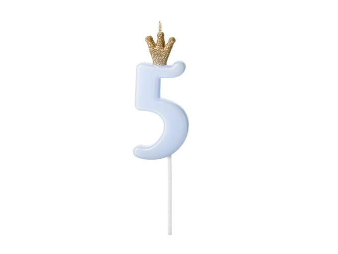 Taart kaarsje 5 jaar blauw