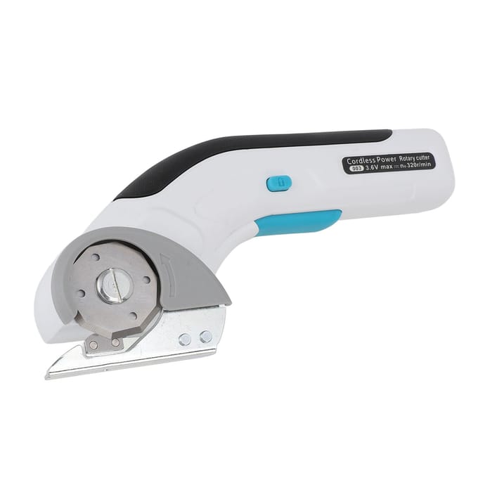 Draadloze Elektrische Schaar Stof Leer Tapijt Karton Snijgereedschap met Veiligheidsslot 3.6V white