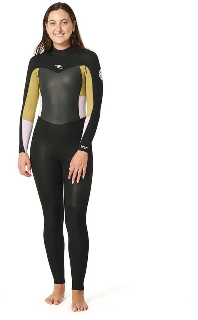 2025 Rip Curl Dames Omega 4/3mm Rug Ritssluiting Wetsuit - Khak