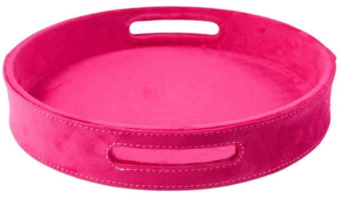 Dienbladen rond fluweel fuchsia dia 30, 38, 45 cm (set of 3)